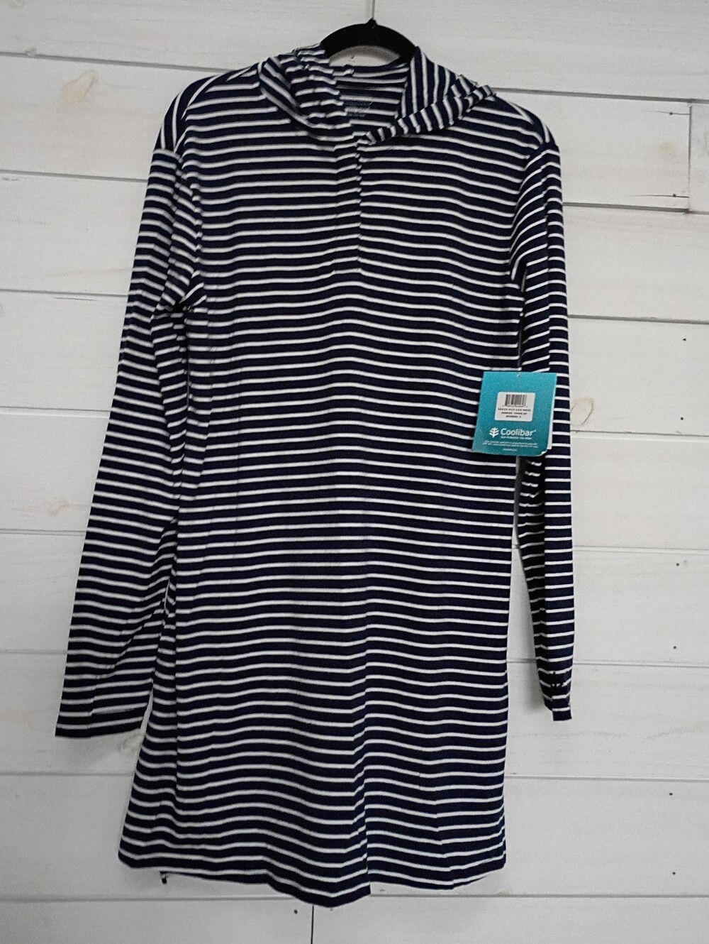 Coolibar Sunrise Cover-Up Women - Blue/White Striped NWT Small